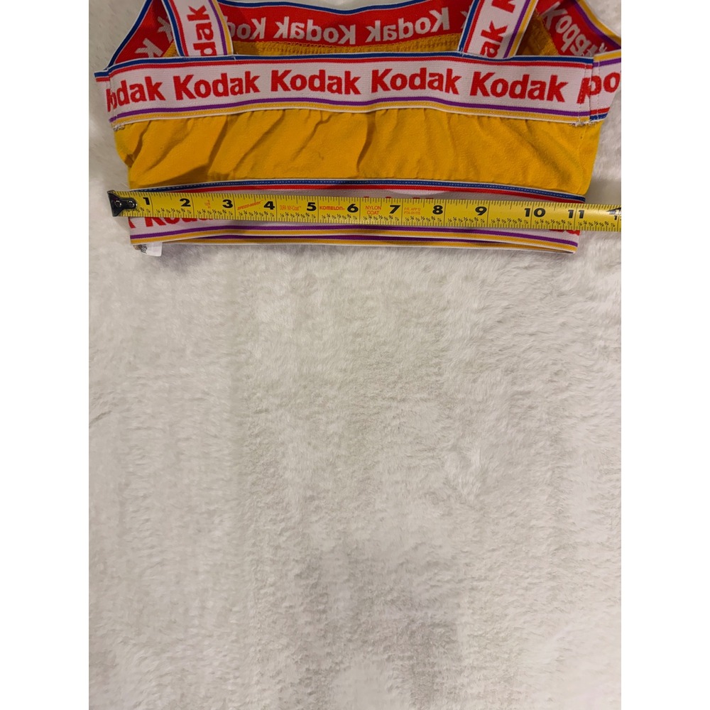 Kodak Yellow Logo Tape Bralette Sports Bra‎ Crop Top Small - Picture 7 of 8